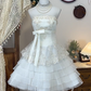 Robe de soirée courte en mousseline de soie à perles blanches, robe de bal, robe de fête d'anniversaire, robe de soirée gh4699