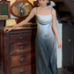 Black and white fashion gradient simple cut design long satin elegant ball gown evening dress wedding guest party dress gh4730