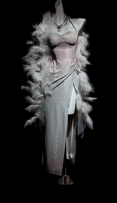 Rosa silber glänzend mode moderne farbverlauf lange satin elegante ballkleid abendkleid dinner-kleid gh4731