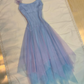 Purple Blue Fairy Short/Mid-Length Chiffon Homecoming Dress Birthday Party Dress gh4744