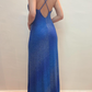 Blue Sparkling Long Satin Ball Gown Evening Gown Party Dress gh4812