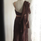 Braunes Chiffon-Kleid mit glänzenden Perlen, für den Heimkehr, modisches Geburtstagspartykleid, Abendkleid gh4815