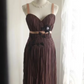 Braunes Chiffon-Kleid mit glänzenden Perlen, für den Heimkehr, modisches Geburtstagspartykleid, Abendkleid gh4815