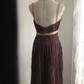 Braunes Chiffon-Kleid mit glänzenden Perlen, für den Heimkehr, modisches Geburtstagspartykleid, Abendkleid gh4815