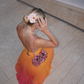 Orange und gelb mode gradienten lange chiffon ballkleid abendkleid reise urlaub strand party kleid gh4825
