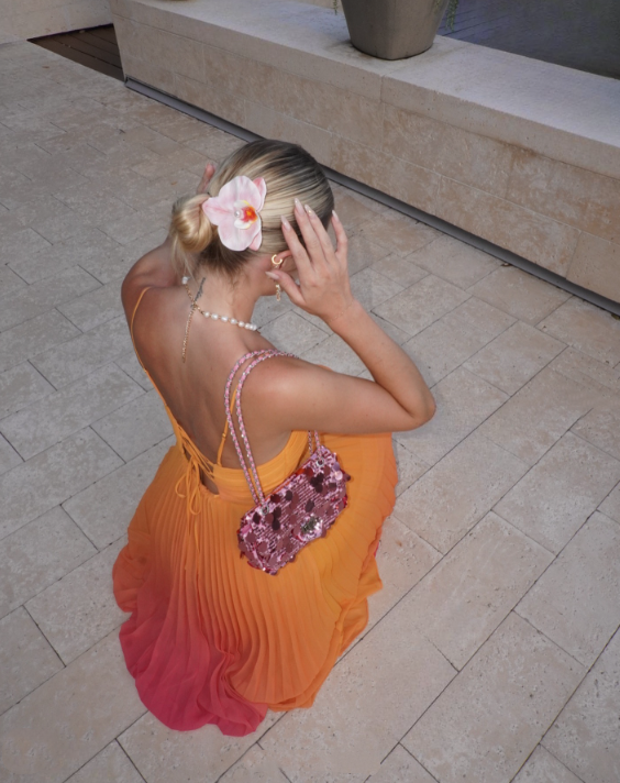 Orange und gelb mode gradienten lange chiffon ballkleid abendkleid reise urlaub strand party kleid gh4825
