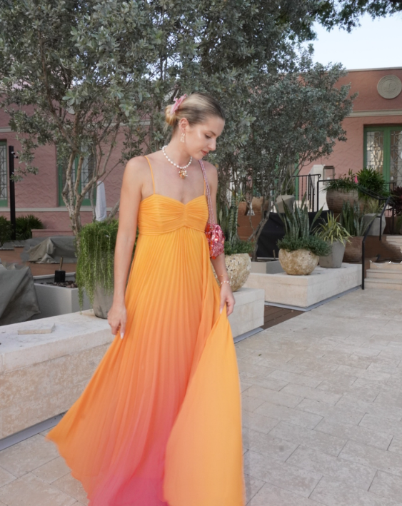 Orange und gelb mode gradienten lange chiffon ballkleid abendkleid reise urlaub strand party kleid gh4825