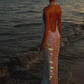 Rosa glänzendes, modisches Pailletten-Langkleid für Reisen, Urlaub/Geburtstag/Cocktailparty, gh4859