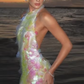 Rosa glänzendes, modisches Pailletten-Langkleid für Reisen, Urlaub/Geburtstag/Cocktailparty, gh4859