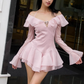 Pink Ruffle Short Chiffon Homecoming Dress Birthday Dress gh4625