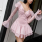 Pink Ruffle Short Chiffon Homecoming Dress Birthday Dress gh4625