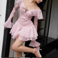 Pink Ruffle Short Chiffon Homecoming Dress Birthday Dress gh4625