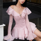 Pink Ruffle Short Chiffon Homecoming Dress Birthday Dress gh4625