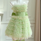Girlhomeshops - Robe de soirée courte verte et mignonne à volants, idéale pour un anniversaire, gh5097