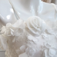 Girlhomeshops - Robe de soirée courte en mousseline de soie, blanche, motif floral tridimensionnel, tenue de fête d'anniversaire, gh5098