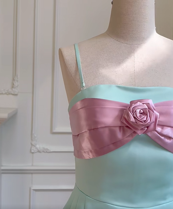 Girlhomeshops - Grünes süßes kurzes Satin-Heimkehrkleid, Geburtstagspartykleid, gh5100