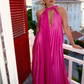 Pink/green fashion V-neck elegant long satin evening dress party dress wedding guest dress maternity dress gh3056