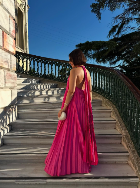 Pink/green fashion V-neck elegant long satin evening dress party dress wedding guest dress maternity dress gh3056