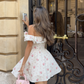 Girlhomeshops-Weißes rosa geblümtes kurzes Chiffon-Heimkehrkleid Geburtstagspartykleid gh5317
