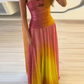 girlhomeshops – Rosa Gelb Vogue Farbverlauf Langes Chiffon-Ballkleid Hochzeitsgast-Partykleid gh5569
