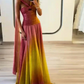 girlhomeshops – Rosa Gelb Vogue Farbverlauf Langes Chiffon-Ballkleid Hochzeitsgast-Partykleid gh5569