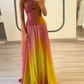 girlhomeshops – Rosa Gelb Vogue Farbverlauf Langes Chiffon-Ballkleid Hochzeitsgast-Partykleid gh5569