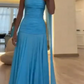girlhomeshops – Blaues, schlichtes, modisches, langes Chiffon-Ballkleid für Hochzeitsgäste, Partykleid gh5570