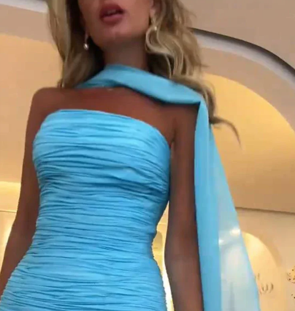 girlhomeshops – Blaues, schlichtes, modisches, langes Chiffon-Ballkleid für Hochzeitsgäste, Partykleid gh5570