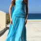 girlhomeshops – Blaues, schlichtes, modisches, langes Chiffon-Ballkleid für Hochzeitsgäste, Partykleid gh5570