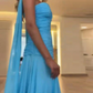 girlhomeshops – Blaues, schlichtes, modisches, langes Chiffon-Ballkleid für Hochzeitsgäste, Partykleid gh5570