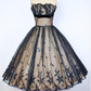 girlhomeshops – Schwarzes, zartes Spitzenkleid aus kurzem Tüll in A-Linie, Geburtstagskleid, Heimkehrkleid, gh5574