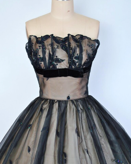 girlhomeshops – Schwarzes, zartes Spitzenkleid aus kurzem Tüll in A-Linie, Geburtstagskleid, Heimkehrkleid, gh5574
