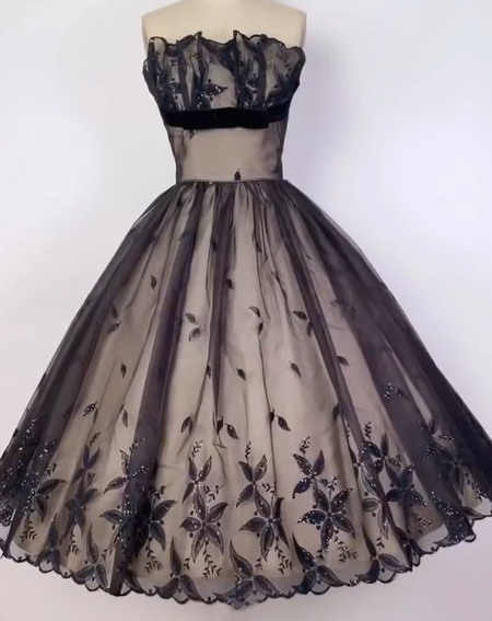 girlhomeshops – Schwarzes, zartes Spitzenkleid aus kurzem Tüll in A-Linie, Geburtstagskleid, Heimkehrkleid, gh5574