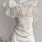 girlhomeshops--White Ruffled Long Chiffon Homecoming Dress gh5697