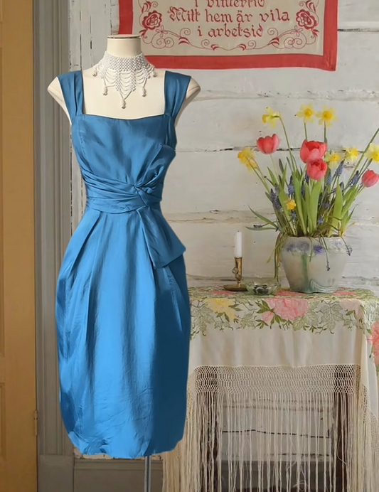 girlhomeshops - Robe de soirée simple en satin bleu gh5698