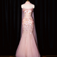 girlhomeshops – Rosa Meerjungfrau-Abendkleid mit Pailletten, lang, Tüll, gh5701
