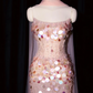 girlhomeshops – Rosa Meerjungfrau-Abendkleid mit Pailletten, lang, Tüll, gh5701