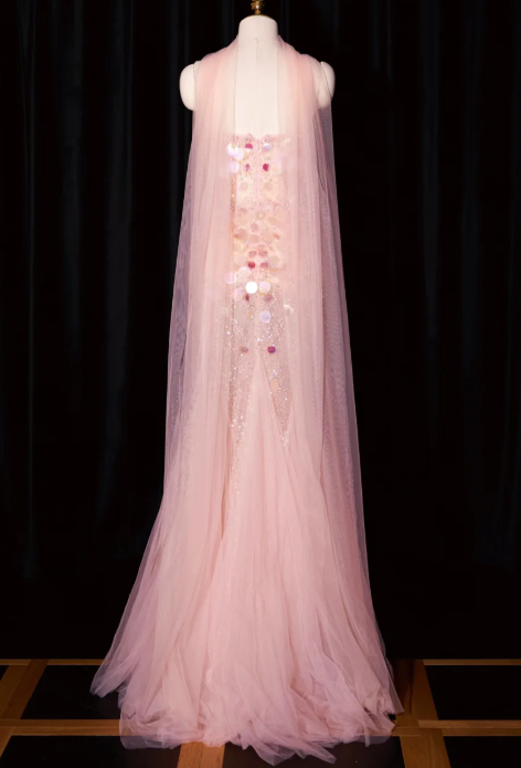 girlhomeshops – Rosa Meerjungfrau-Abendkleid mit Pailletten, lang, Tüll, gh5701