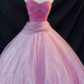 girlhomeshops - Robe bustier rose dégradé à manches longues et sans organza gh5822