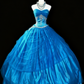 girlhomeshops-Blue Strapless Long Organza Gown  gh5823