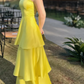 girlhomeshops-Gelb, modisch, lang, Satin, Ballkleid, schlichtes Abschlusskleid, Businesskleid, formelles Kleid, gh5863