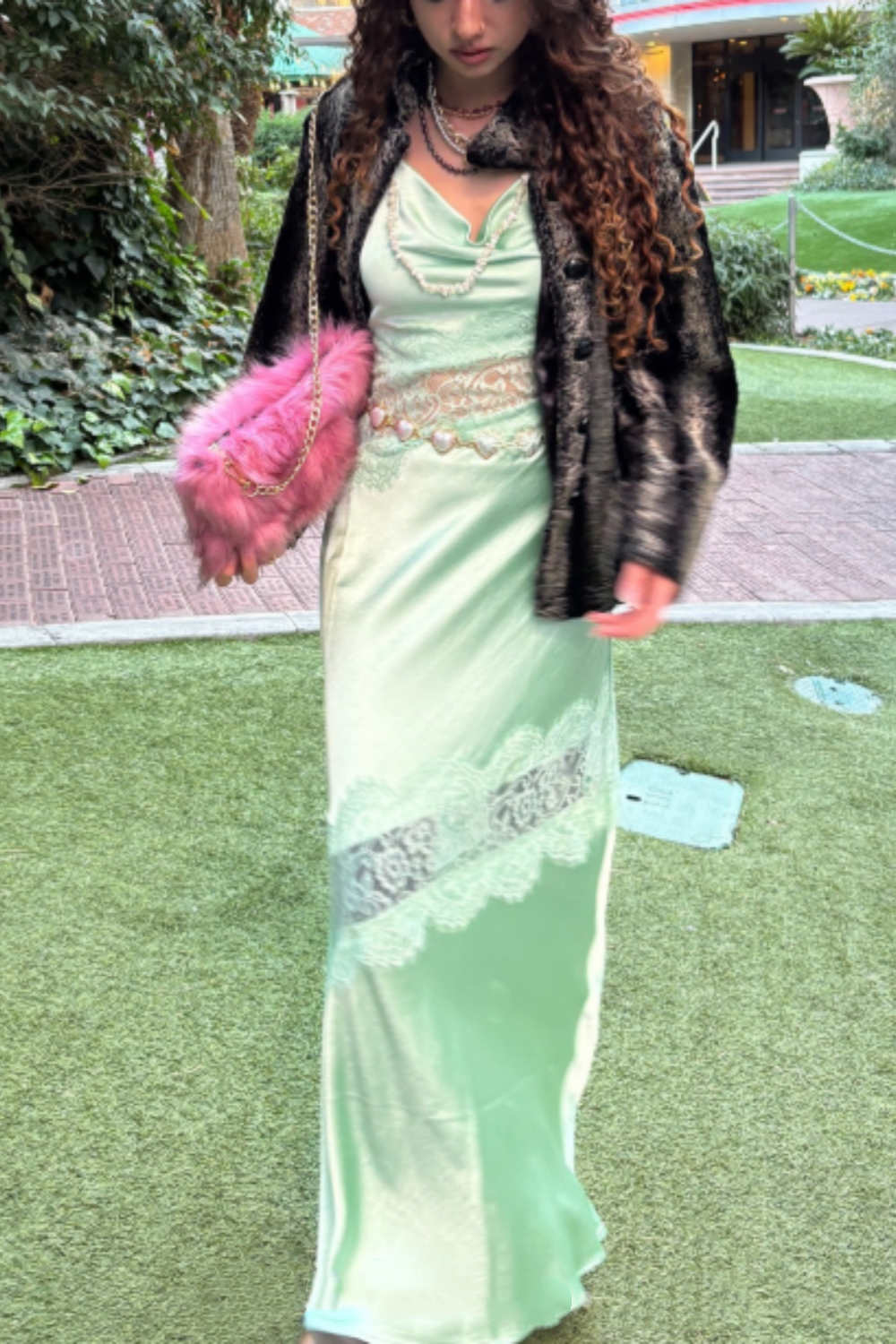 girlhomeshops-Wedding guest dress green exquisite lace long floor-length evening dress prom dress party dress gh5916