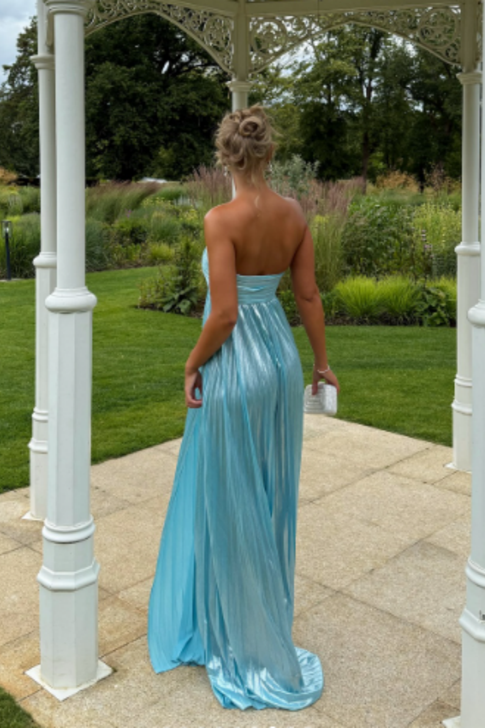 girlhomeshops-Blaues Tube-Top, modisch, elegant, lang, für Hochzeitsgäste, Partykleid, gh5924