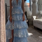 girlhomeshops-Blaues langes Prinzessinnen-Abschlussballkleid mit glänzenden Pailletten und langem Tüll gh5926