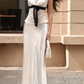 girlhomeshops-Elegant and classic long satin dress in pink gh6187