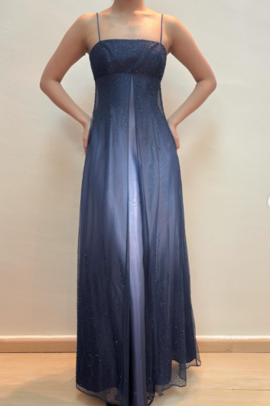 girlhomeshops - Robe impériale exquise en maille perlée scintillante Midnight Imperial, style impérial, ornée de perles (gh6203)