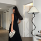 Girlhomeshops - Robe de soirée longue en mousseline de soie, élégante et sexy, noire, gh5154