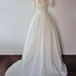 Vintage Palace Style Puff-Sleeve Lace Gown | Tulle Waist-Fitted Train Maxi Dress gh6420