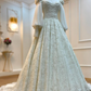 Robe de bal longue vintage en dentelle et tulle à manches gigot | Style édouardien, col montant, idéale pour un mariage, une cérémonie ou un gala (gh6409)