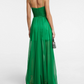 Grünes A-Linie V-Ausschnitt Neckholder Chiffon langes Abendkleid Partykleid Hochzeitsgastkleid gh3024